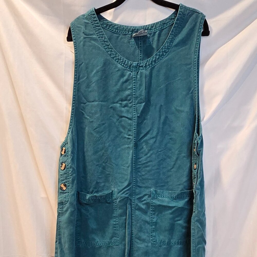 AKS Dress By Amy K Su Denim Green Size 1XL Light Weight Sleeveless